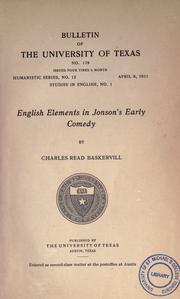 Cover of: English elements in Jonson's early comedy by Charles Read Baskervill