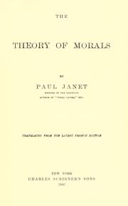 Cover of The theory of morals by Janet, Paul