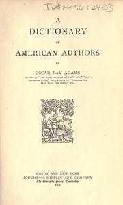 Cover of: A dictionary of American authors. by Oscar Fay Adams, Oscar Fay Adams