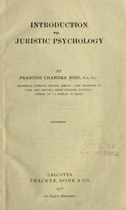 Introduction to juristic psychology by Prabodh Chandra Bose