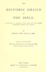 The historic origin of the Bible by Edwin Cone Bissell