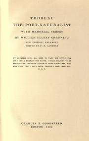 Cover of: Thoreau, the poet-naturalist by William Ellery Channing