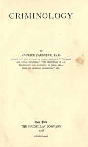 Cover of: Criminology by Maurice Parmelee, Maurice Parmelee