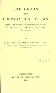 Cover of: The origin and propagation of sin by F. R. Tennant