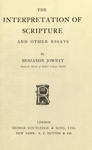 Cover of: interpretation of Scriptures: and other essays