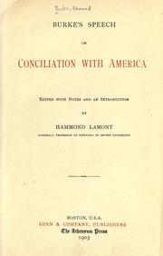 Cover of: Speech on conciliation with America by Edmund Burke