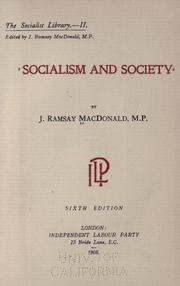 Cover of: Socialism and society by James Ramsay MacDonald