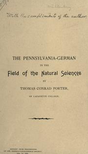 Cover of: The Pennsylvania-German in the field of the natural sciences