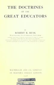 Cover of: The doctrines of the great educators