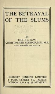 Cover of: The betrayal of the slums