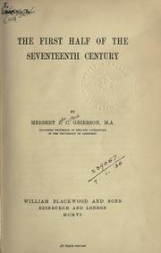 Cover of: The first half of the seventeenth century. by Herbert John Clifford Grierson