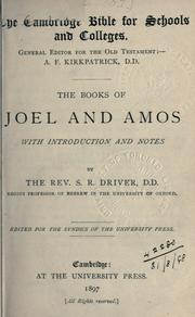Cover of: The Books of Joel and Amos: with introduction and notes