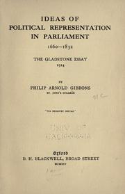Cover of: Ideas of political representation in Parliament, 1660-1832 by Philip Arnold Gibbons