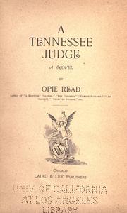 Cover of: A Tennessee judge: a novel