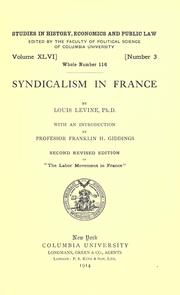 Cover of: Syndicalism in France by Lewis Levitzki Lorwin