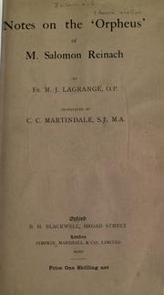 Cover of: Notes on the 'Orpheus' of M. Salomon Reinach
