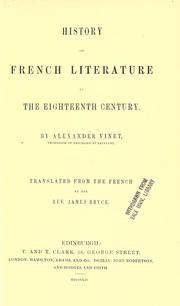 Cover of: History of French literature in the eighteenth century by Vinet, Alexandre Rodolphe