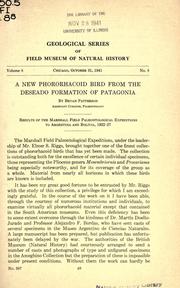 Cover of: A new phororhacoid bird from the Deseado formation of Patagonia by Patterson, Bryan