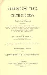 Cover of: Neology not true, and truth not new by Charles Hebert
