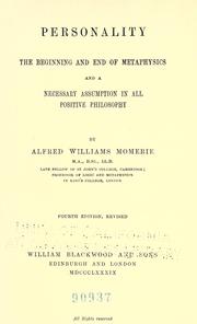 Cover of: Personality by Alfred Williams Momerie, Alfred Williams Momerie