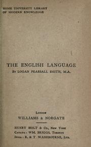 Cover of: The English language by Logan Pearsall Smith