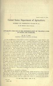 Cover of: Apparatus for use in the determination of volatile acids in wines and vinegars. by Gore, Herbert Charles.