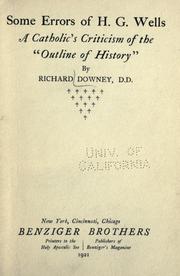 Cover of: Some errors of H.G. Wells: a Catholic's criticism of the "Outline of history"