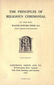 Cover of: The principles of religious ceremonial by Walter Howard Frere