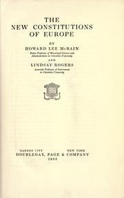 Cover of: The new constitutions of Europe by Howard Lee McBain, Howard Lee McBain