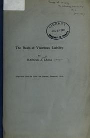 Cover of: The basis of vicarious liability. by Harold Joseph Laski