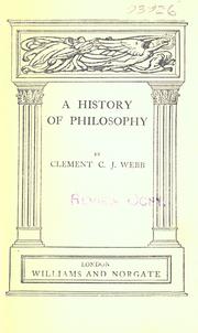 Cover of: A history of philosophy by Clement Charles Julian Webb