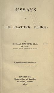 Cover of: Essays on the Platonic ethics.