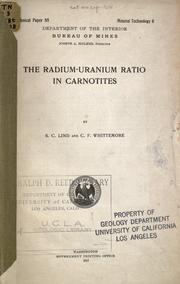 Cover of: The radium-uranium ratio in carnotites by Samuel C. Lind