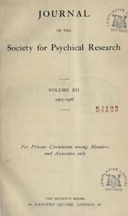 Cover of: Journal of the Society for Psychical Research. by Society for Psychical Research (Great Britain)