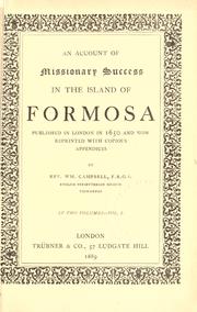Cover of: An account of missionary success in the island of Formosa: published in London in 1650 and now reprinted with copious appendices