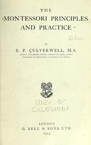 Cover of: The Montessori principles and practice.