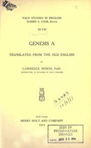 Cover of: Genesis A.  Translated from the old English by Lawrence Mason. by 