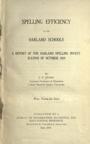 Cover of: Spelling efficiency in the Oakland schools by Jesse Brundage Sears