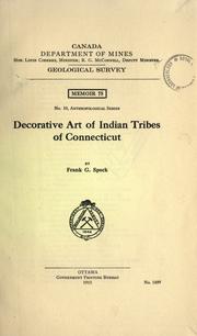 Cover of: Decorative art of Indian tribes of Connecticut by Frank G. Speck