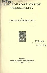 Cover of: The foundations of personality. by Abraham Myerson