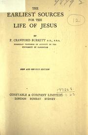 Cover of: The earliest sources for the life of Jesus. by F. Crawford Burkitt