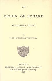 Cover of: vision of Echard, and other poems.
