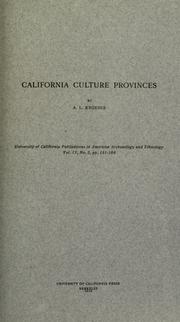 Cover of: California culture provinces