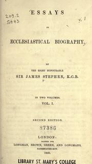 Cover of: Essays in ecclesiastical biography