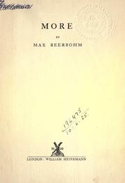 Cover of: More. by Sir Max Beerbohm