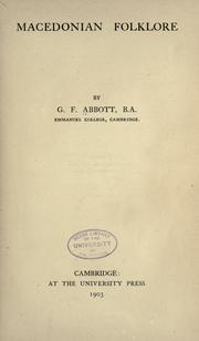 Cover of: Macedonian folklore by G. F. Abbott