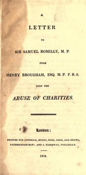 Cover of: A letter to Sir Samuel Romilly, M.P. by Brougham and Vaux, Henry Brougham Baron