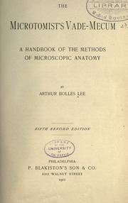 Cover of: The microtomist's vade-mecum: a handbook of the methods of microscopic anatomy