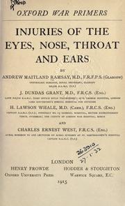 Cover of: Injuries of the eyes, nose, throat and ears