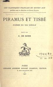 Cover of: Piramus et Tisb©Øe: po©Łeme du 12e si©Łecle.  Edit©Øe par C. de B
